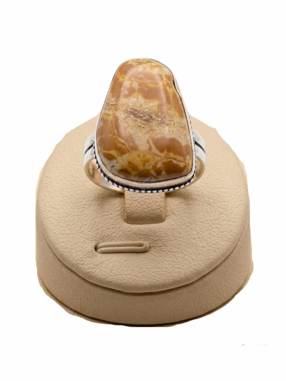 New 925 Sterling Silver Rare Brecciated Jasper Healing Stone Artisan Deco Ring